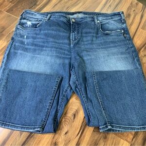 Silver Jeans Womens 24W x 28.5 Blue Beau Thick Stitch Distressed Biker Casual